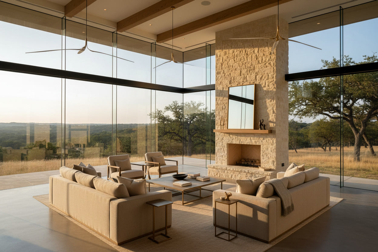 Golden hour interior — search Austin homes